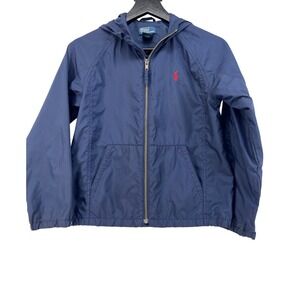Polo Ralph Lauren Kids Navy Blue Full Zip Hooded Windbreaker Jacket